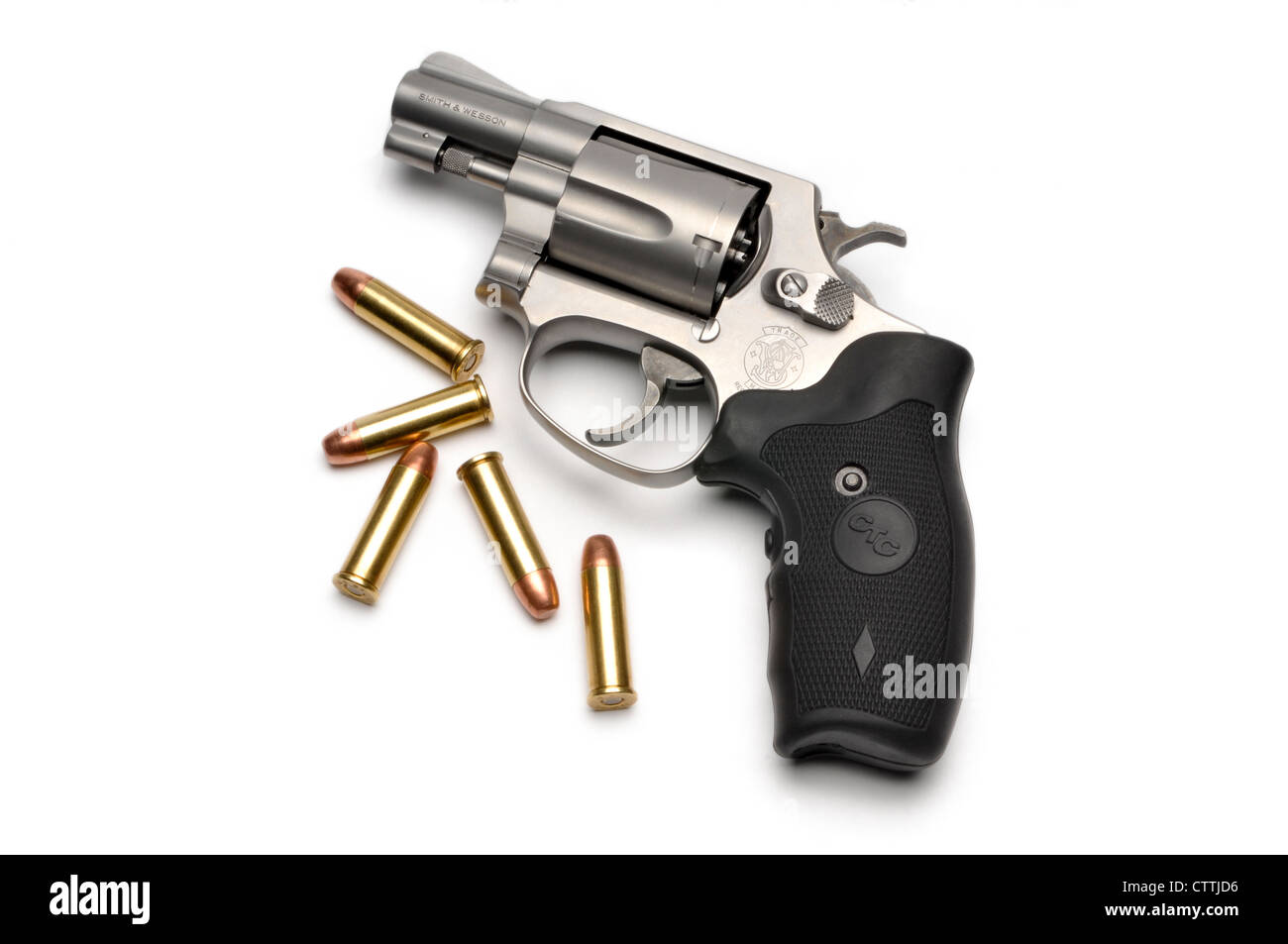 smith and wesson lady smith 38 special revolver handgun and bullets Stock Photo