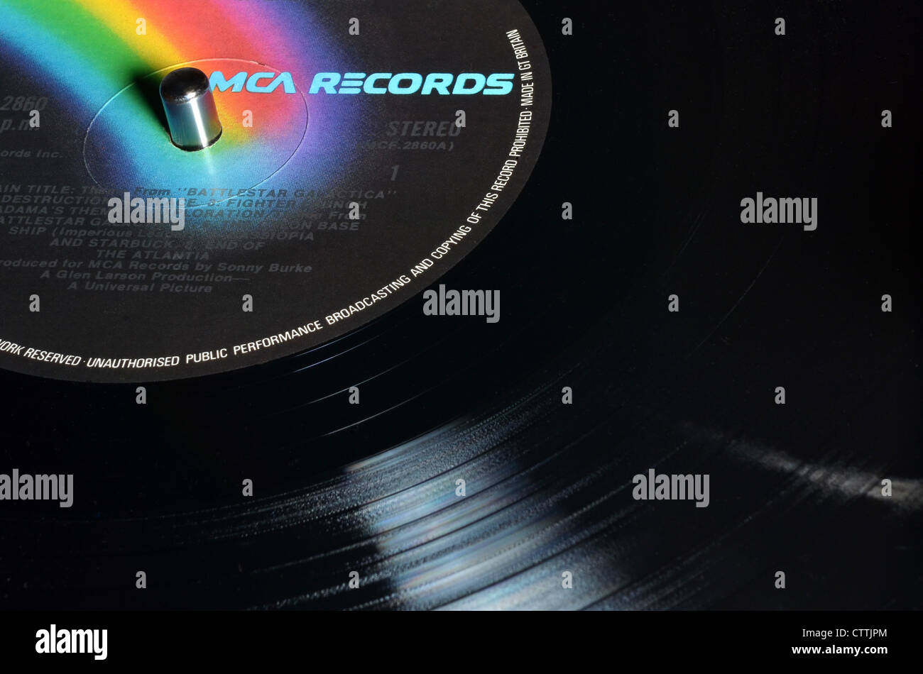 Record label and grooves Stock Photo