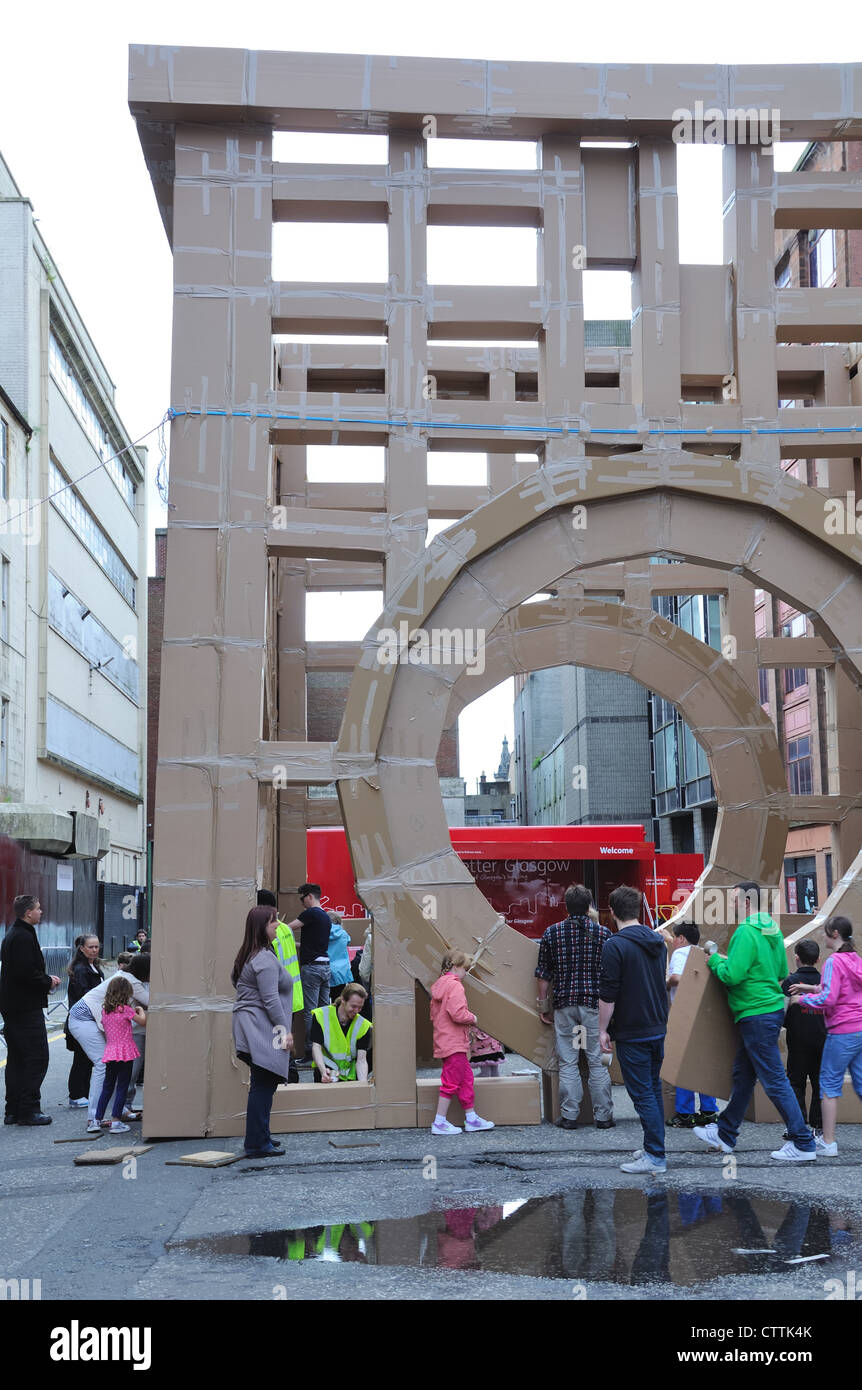Cardboard box construction at the Merchant city festival, in Glasgow