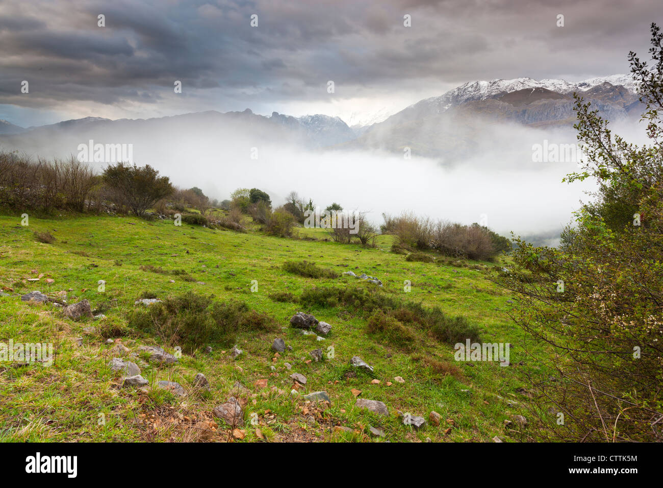 A view on the Picos de Europa National Park from the north, near Mirador Pedro Udaondo, Asturias Stock Photo