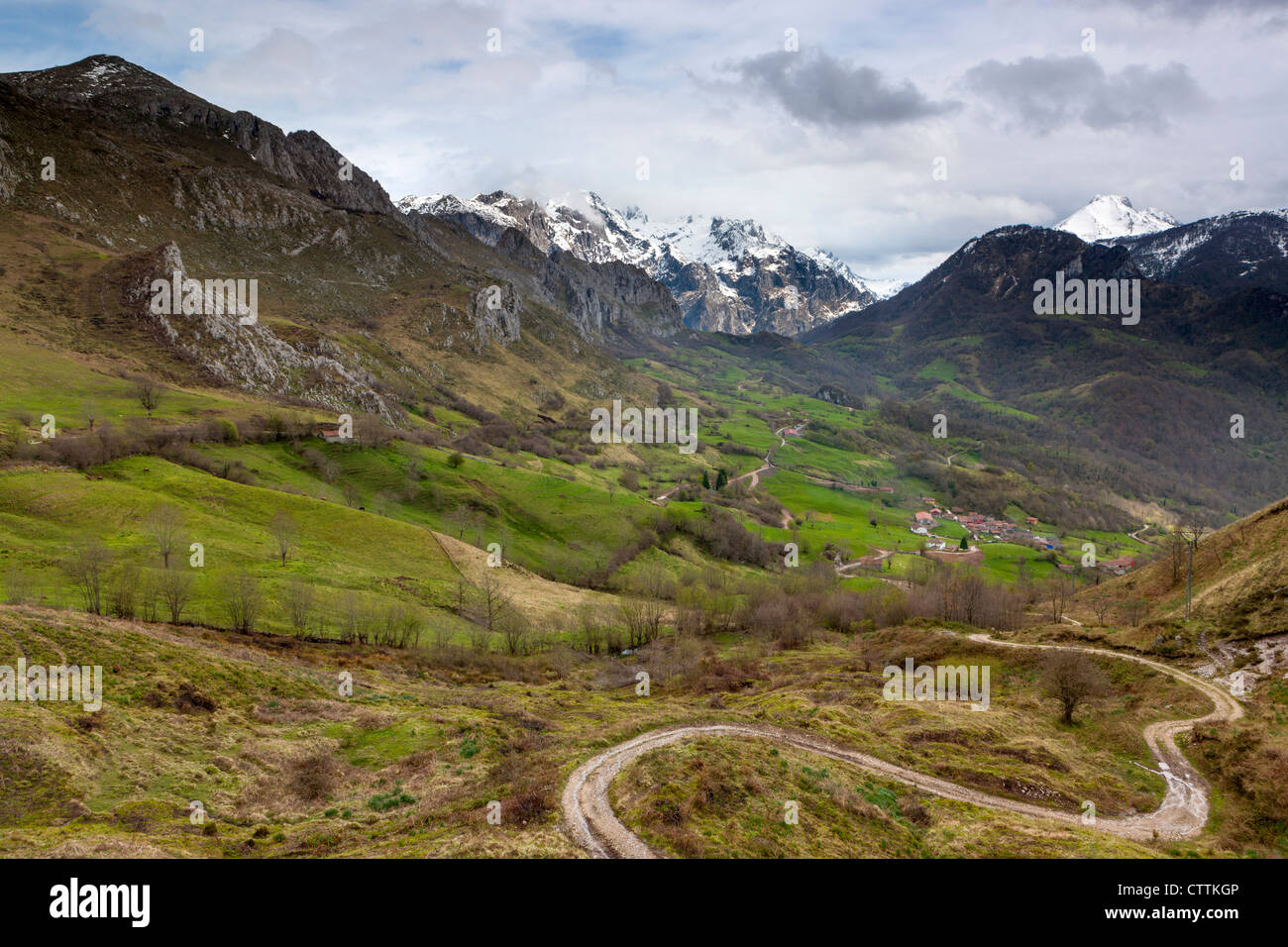 View near Amieva towards west edge Picos, Picos de Europa National Park, Asturias, Spain Stock Photo