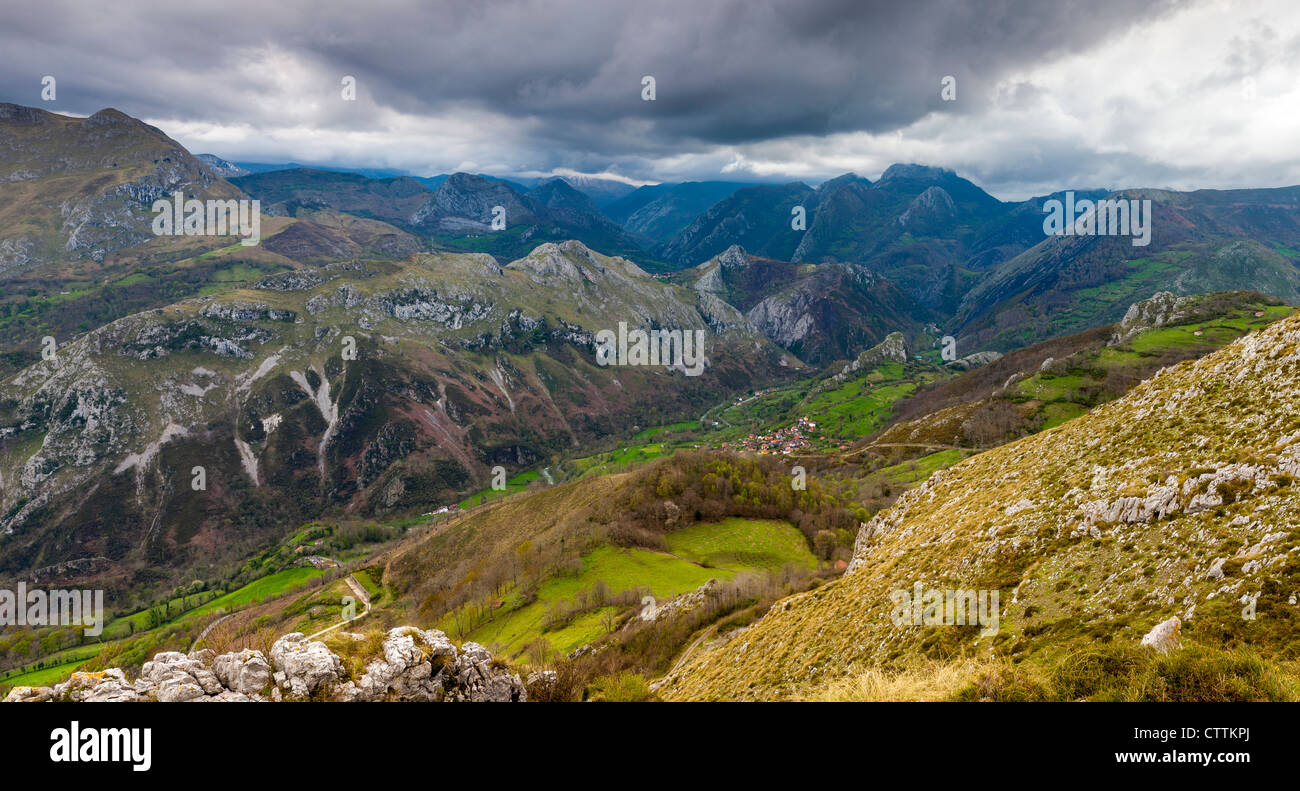 View near Carbes, looking out of the Picos de Europa park to the west, Asturias, Spain Stock Photo