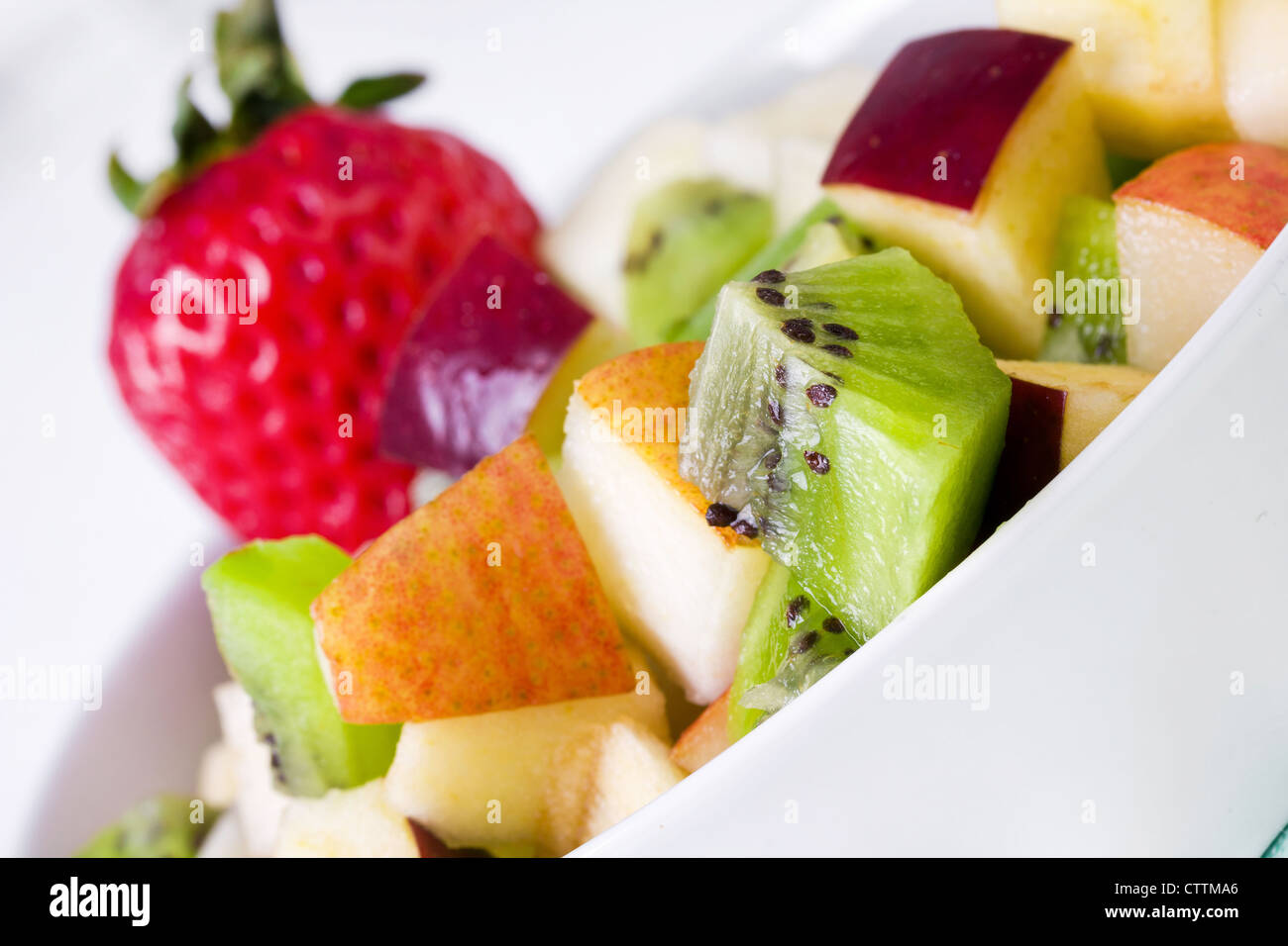 Fruit salad in plate, closeup Stock Photo