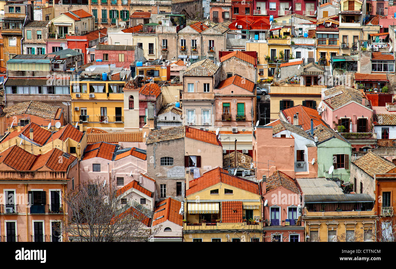 Roofs of Cagliari. Panoramic view. Sardinia, Italy Stock Photo