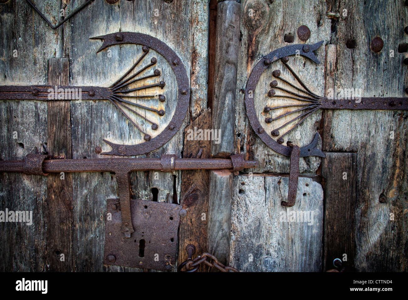 Old spanish door (Castilla,Spain) Stock Photo