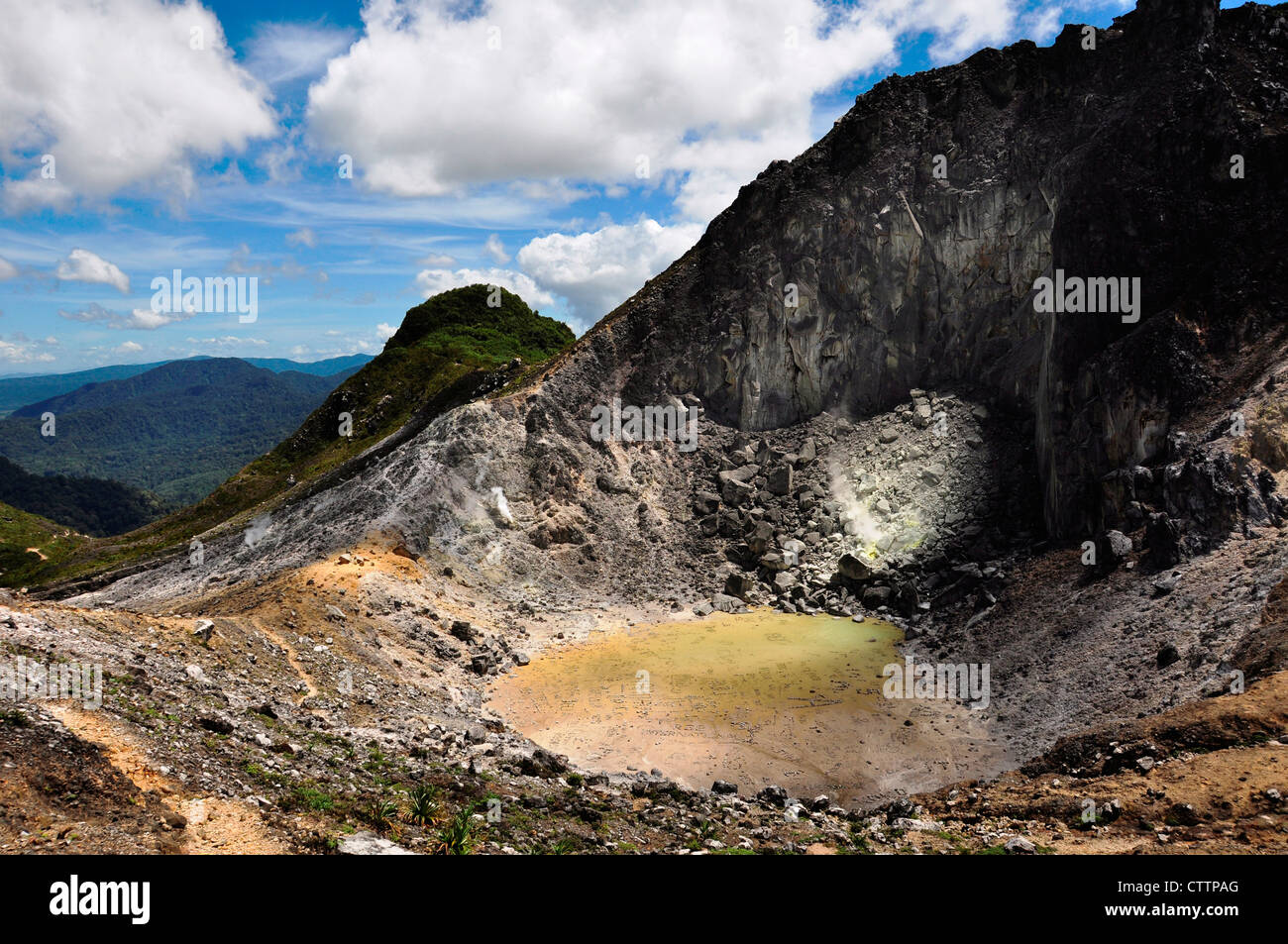 the crater of Gunung Sibayak volcanoe in North Sumatera Indonesia Stock Photo