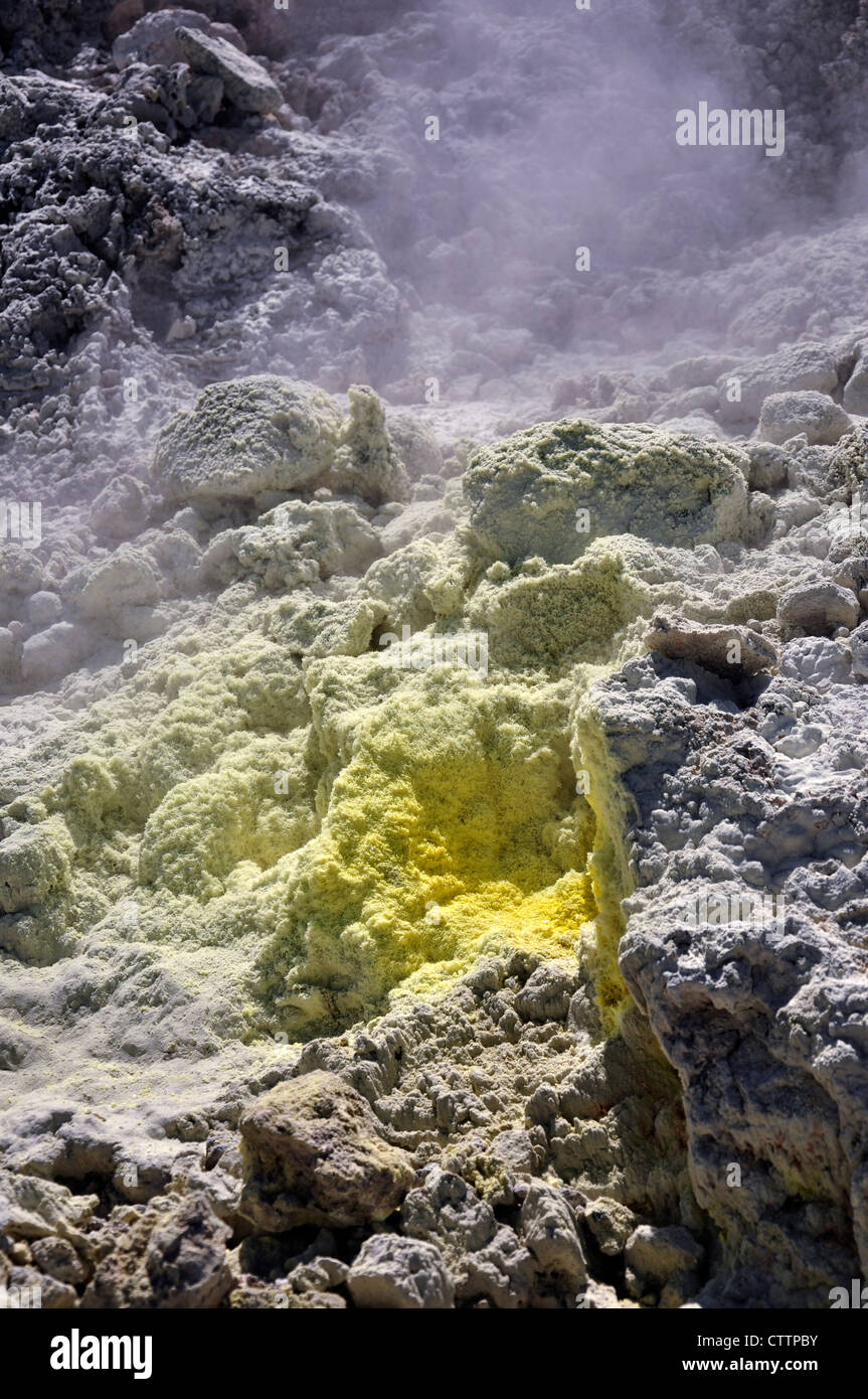sulphur of gunung sibayak in north sumatera indonesia Stock Photo