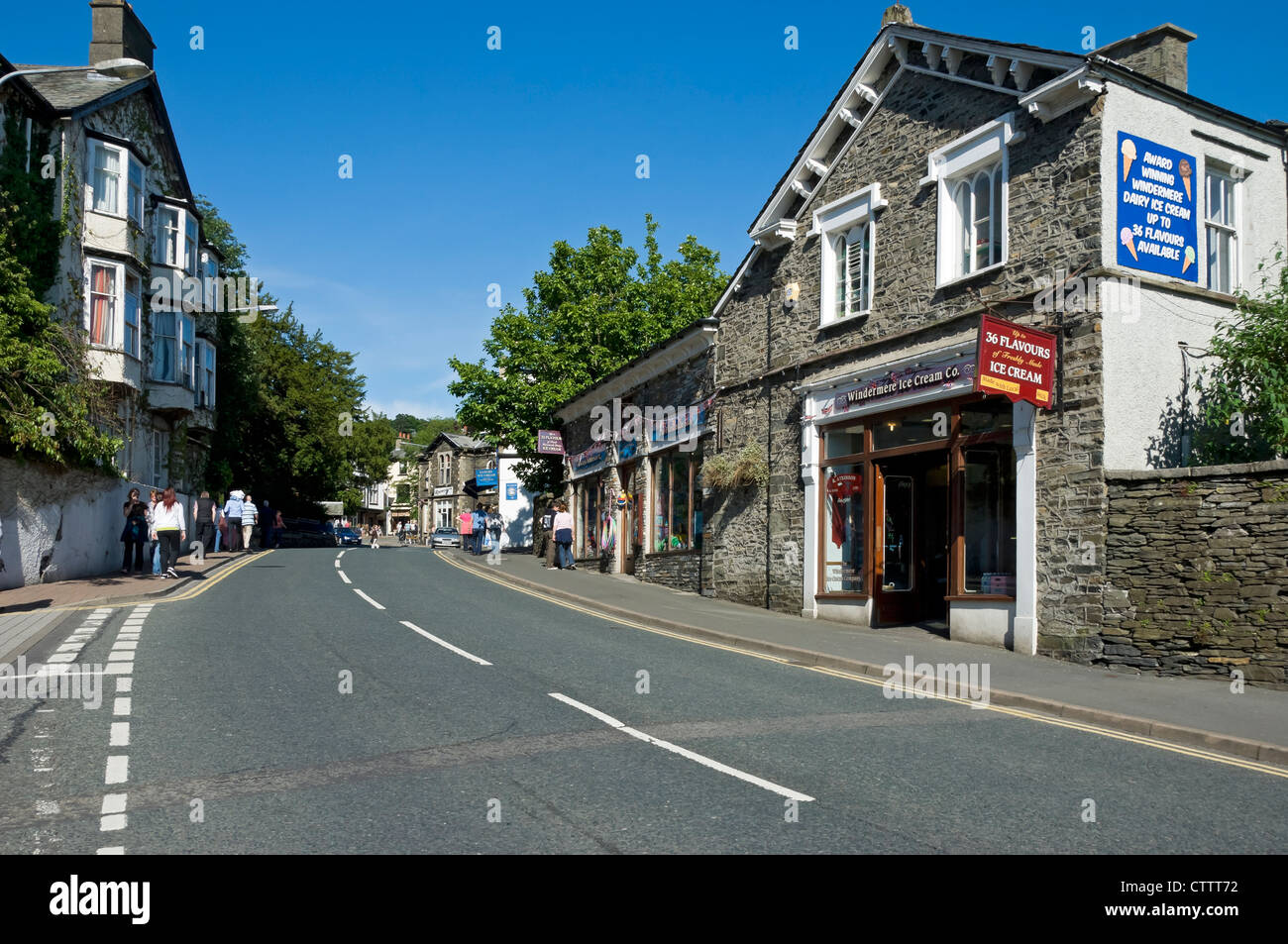 Lake Road in summer Bowness on Windermere Cumbria England UK United Kingdom GB Great Britain Stock Photo