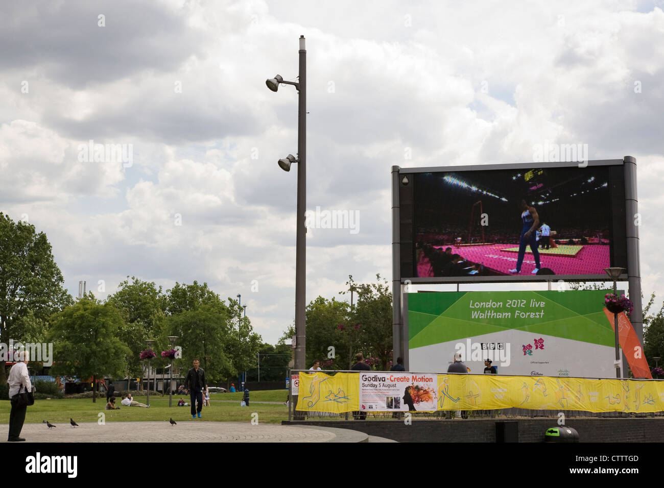Big Screen for London 2012 in Walthamstow, Waltham Forest, one of the host London Boroughs Stock Photo