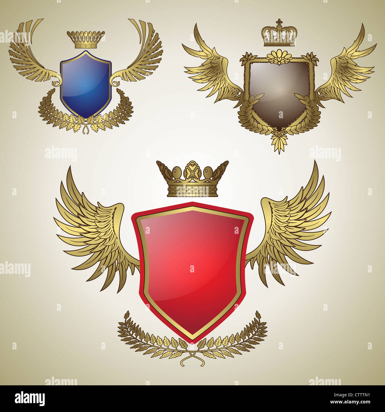 three wing vintage emblem Stock Photo - Alamy