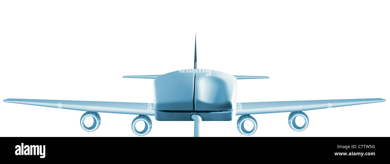 Computermaus mit Flugzeugflügeln auf weißem Hintergrund Stock Photo