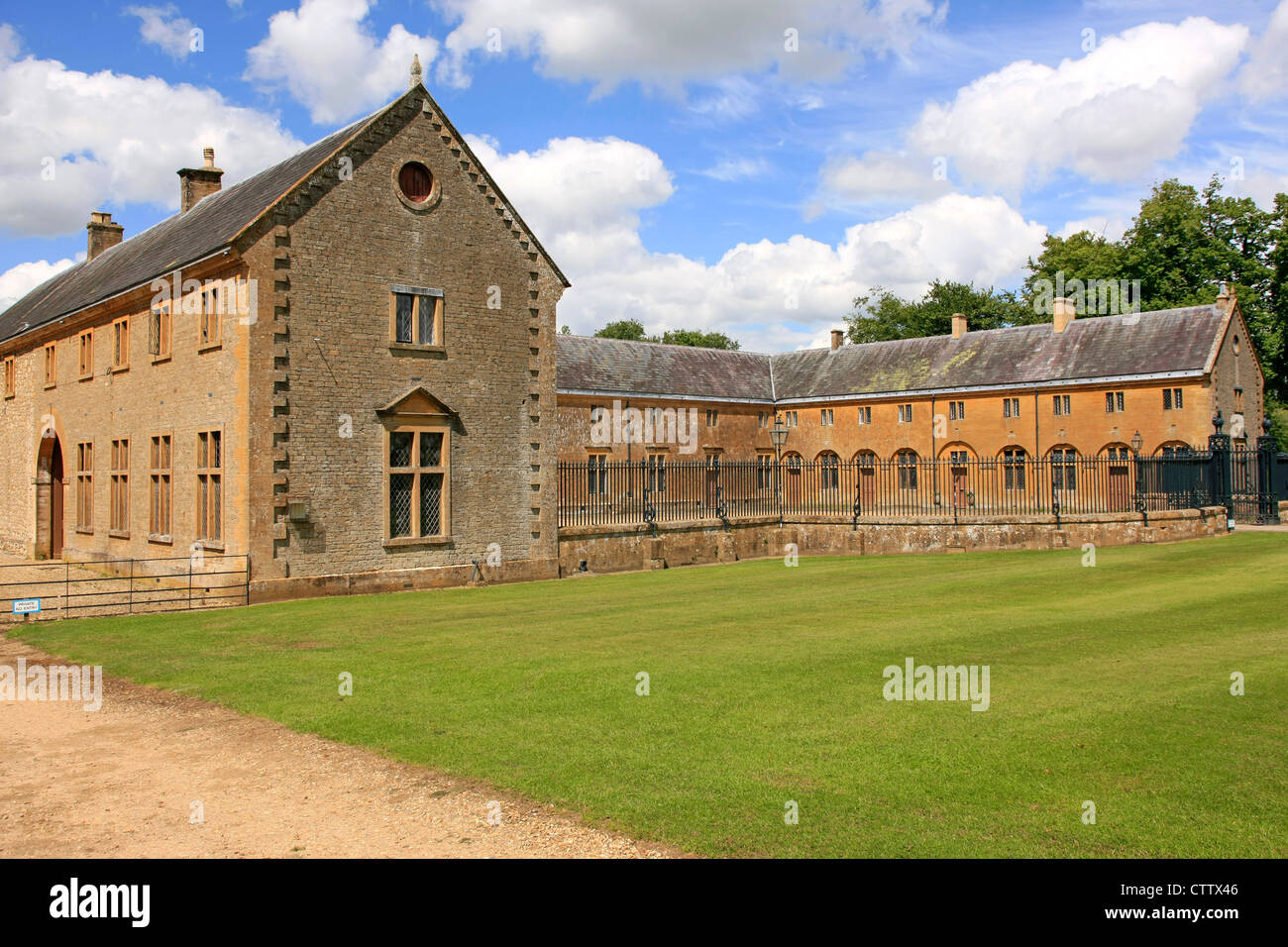 The Stable block and servants quarters at Sherborne Castle Dorset Stock Photo