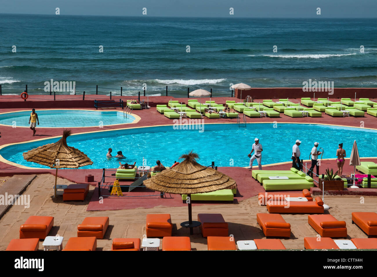 seaside beach club in the Atlantic Ocean suburb of Ain Diab in