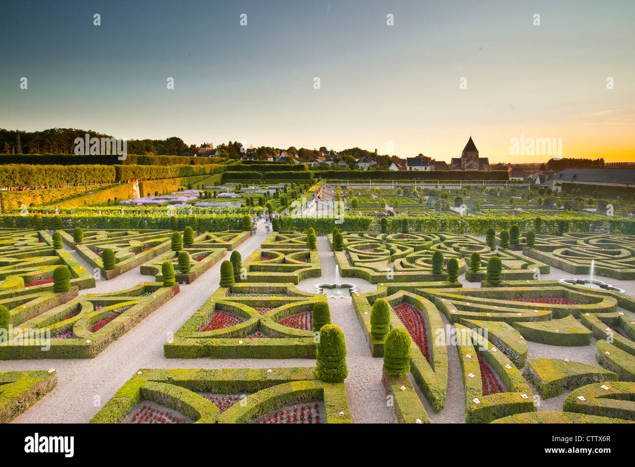 The beautiful gardens at the chateau of Villandry in the Loire Valley of France. Stock Photo