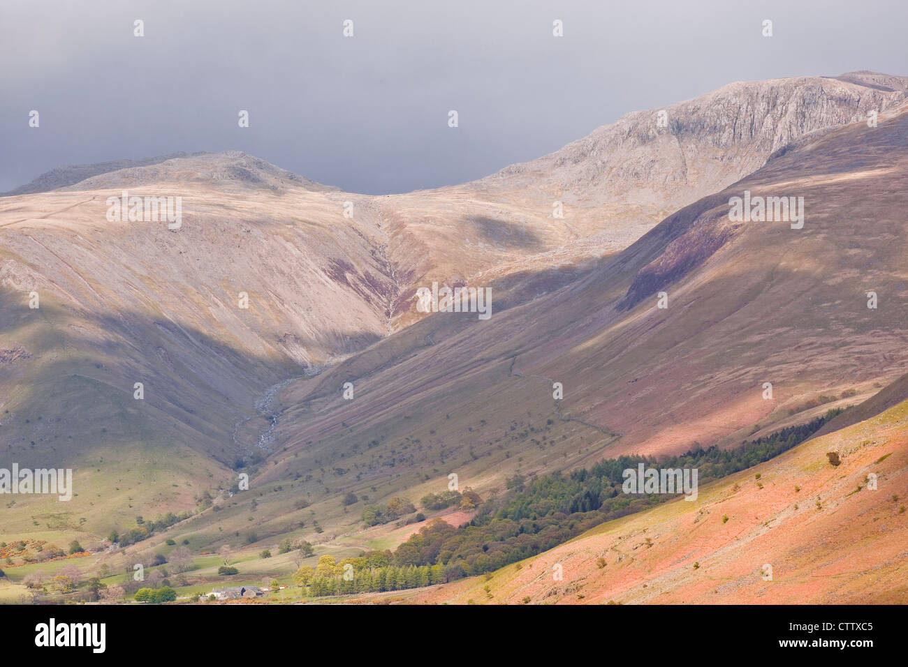 Wasdale Head Hall Farm dwarfed by the mountains around Scafell Pike in