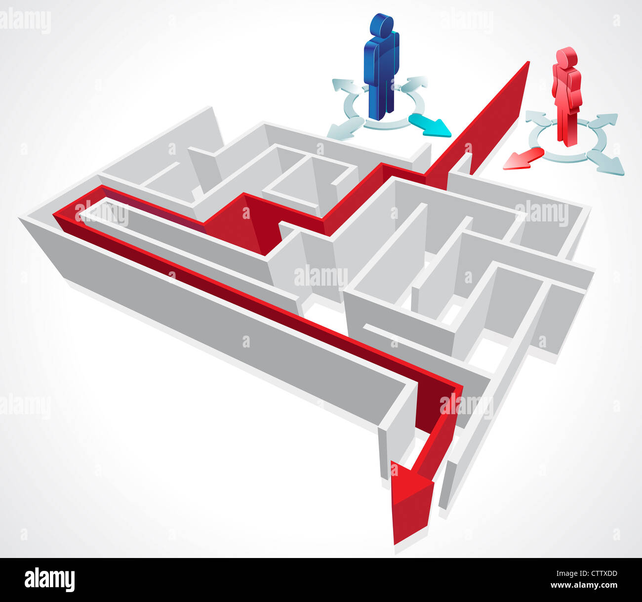 isolated Labyrinth maze concept with business people Stock Photo - Alamy