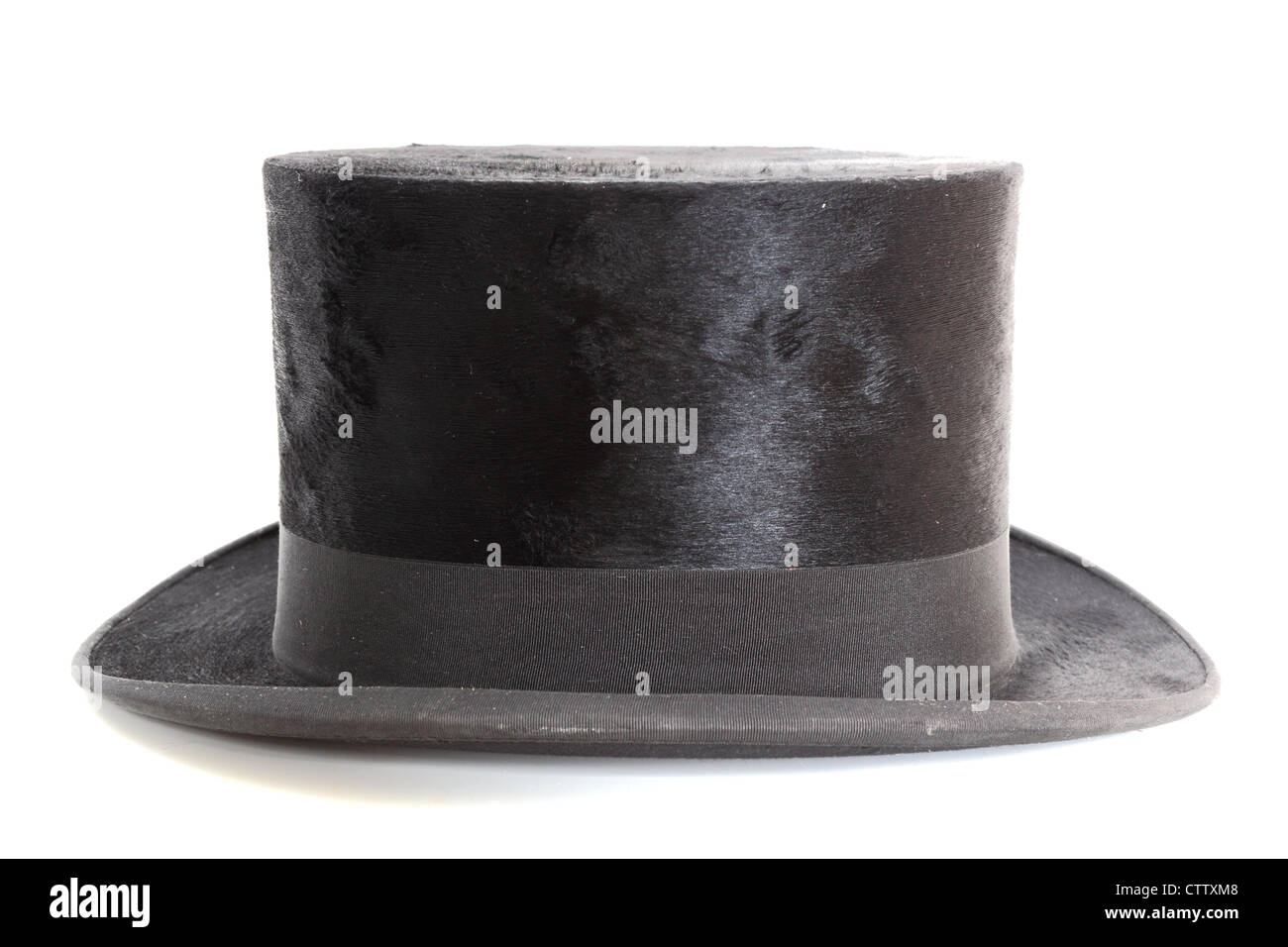 old black elegant topper hat over white background Stock Photo - Alamy