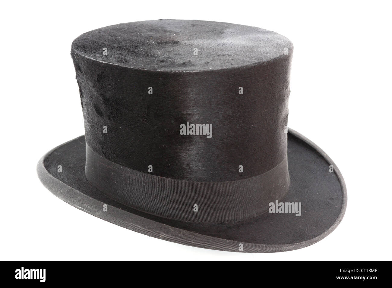 very old topper hat over white background Stock Photo