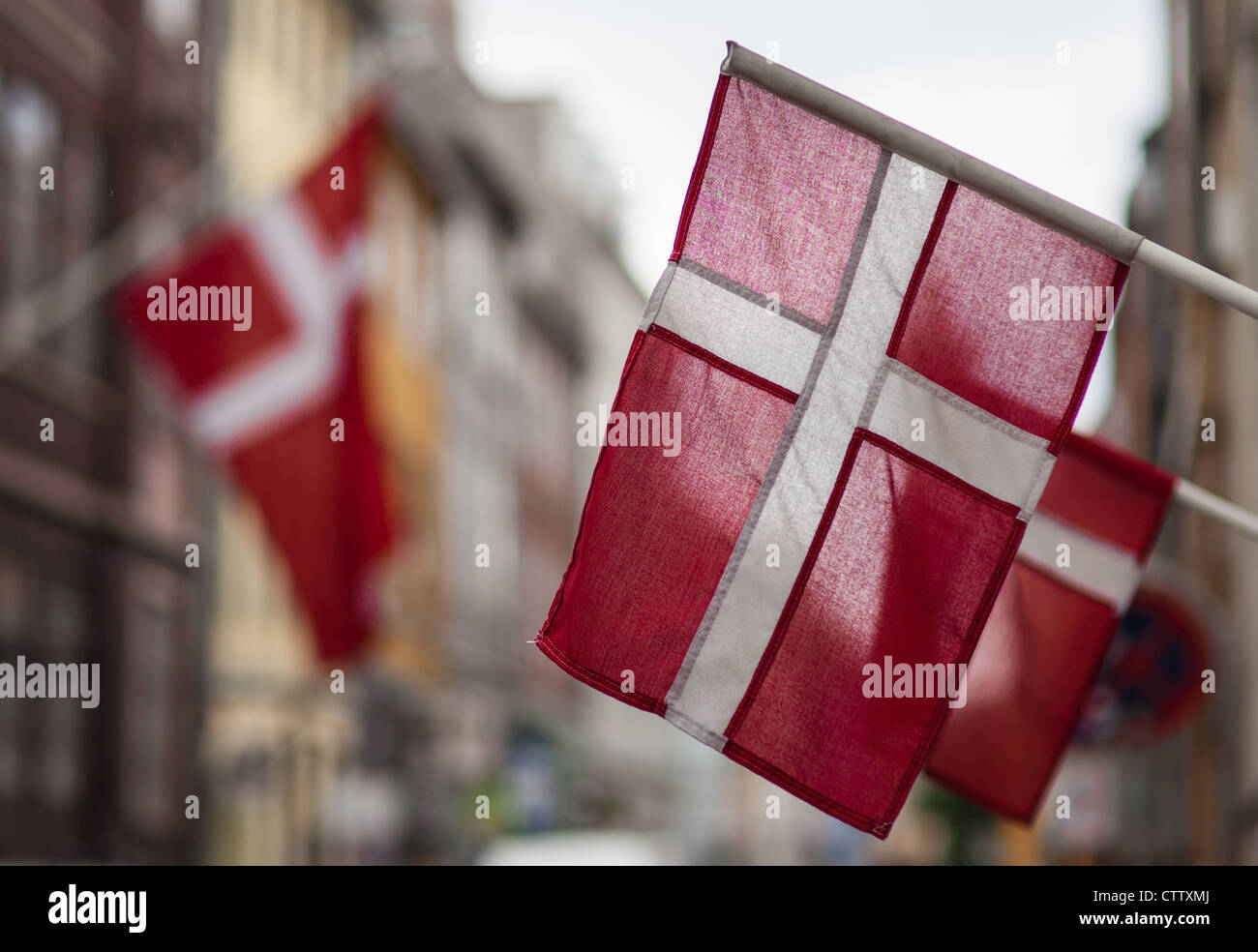 Danish Flags Stock Photo