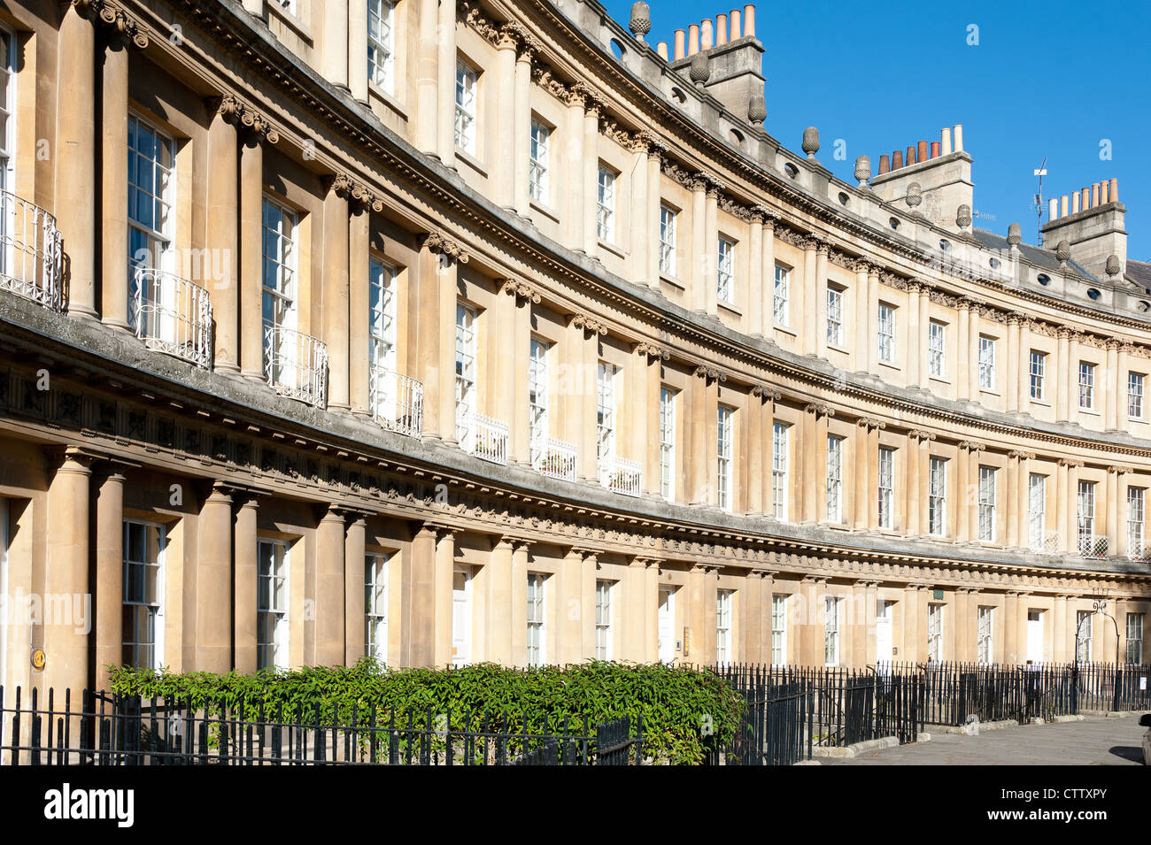 Buildings known as The Circus are an example of Georgian architecture in the city of Bath, Somerset, England, Stock Photo