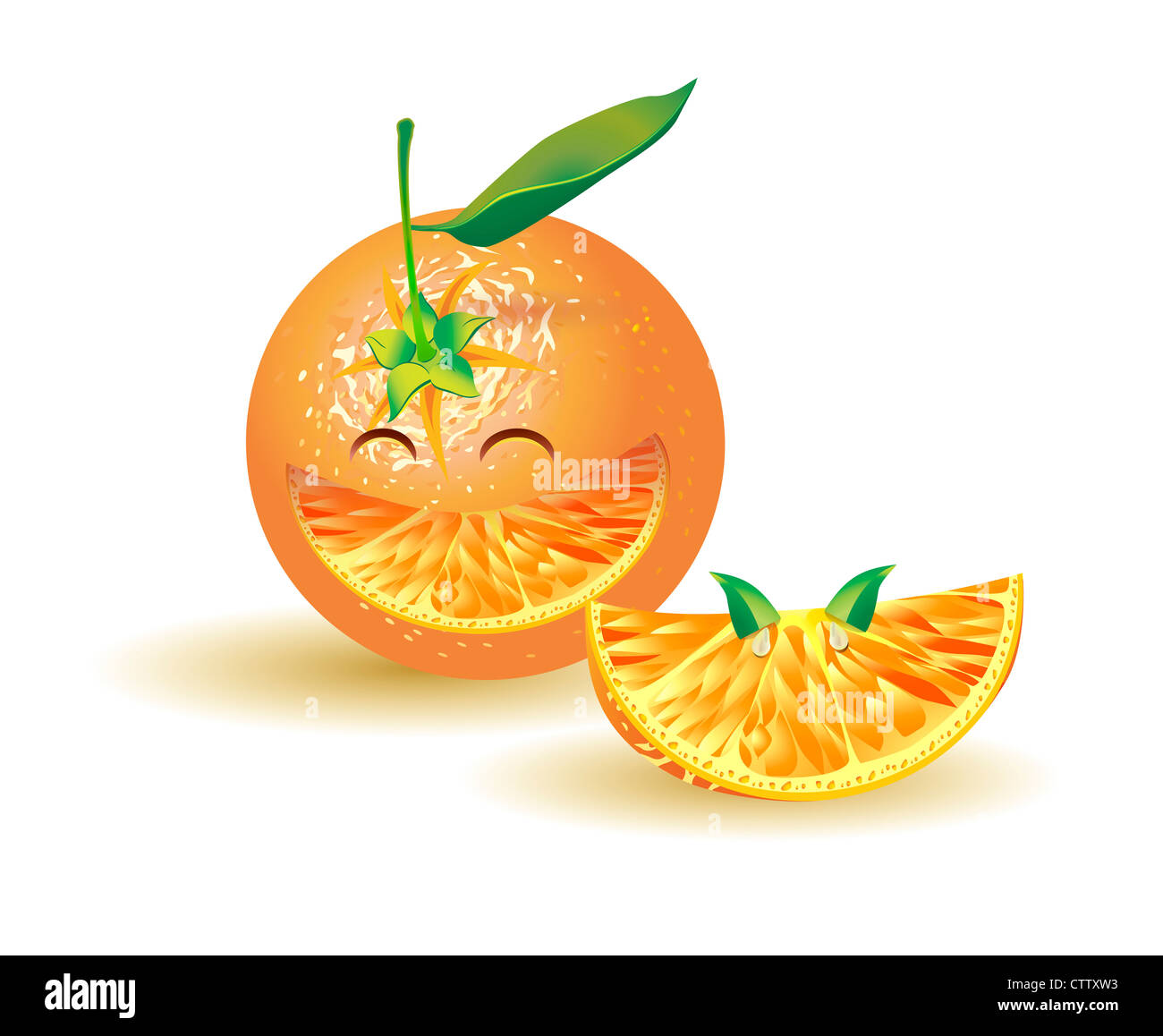 Isolated naturalistic orange laughing Stock Photo