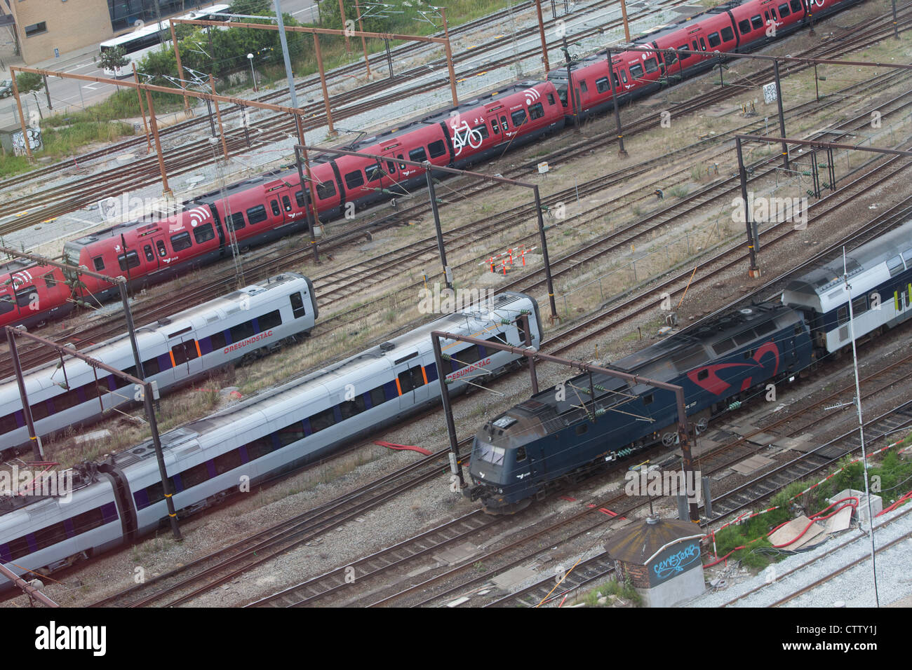 Overhead view of train tracks Stock Photo Alamy