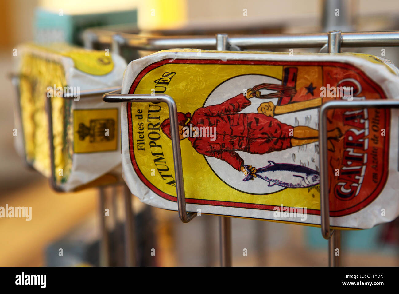 A can of tinned tuna fish is displayed outside of a restaurantbar in