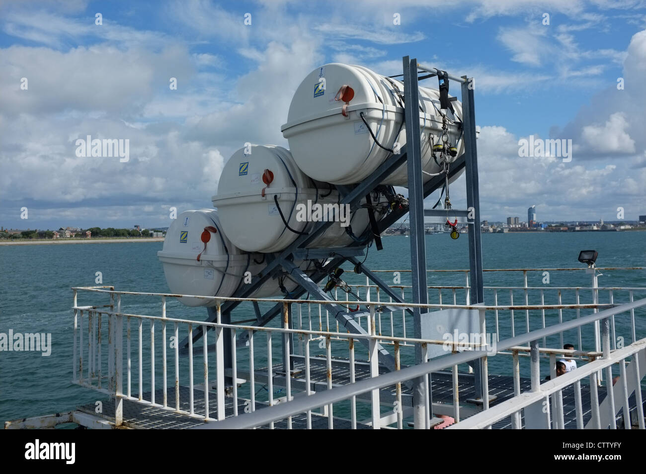 Zodiac life rafts on the Wightlink, Isle of Wight ferry Portsmouth