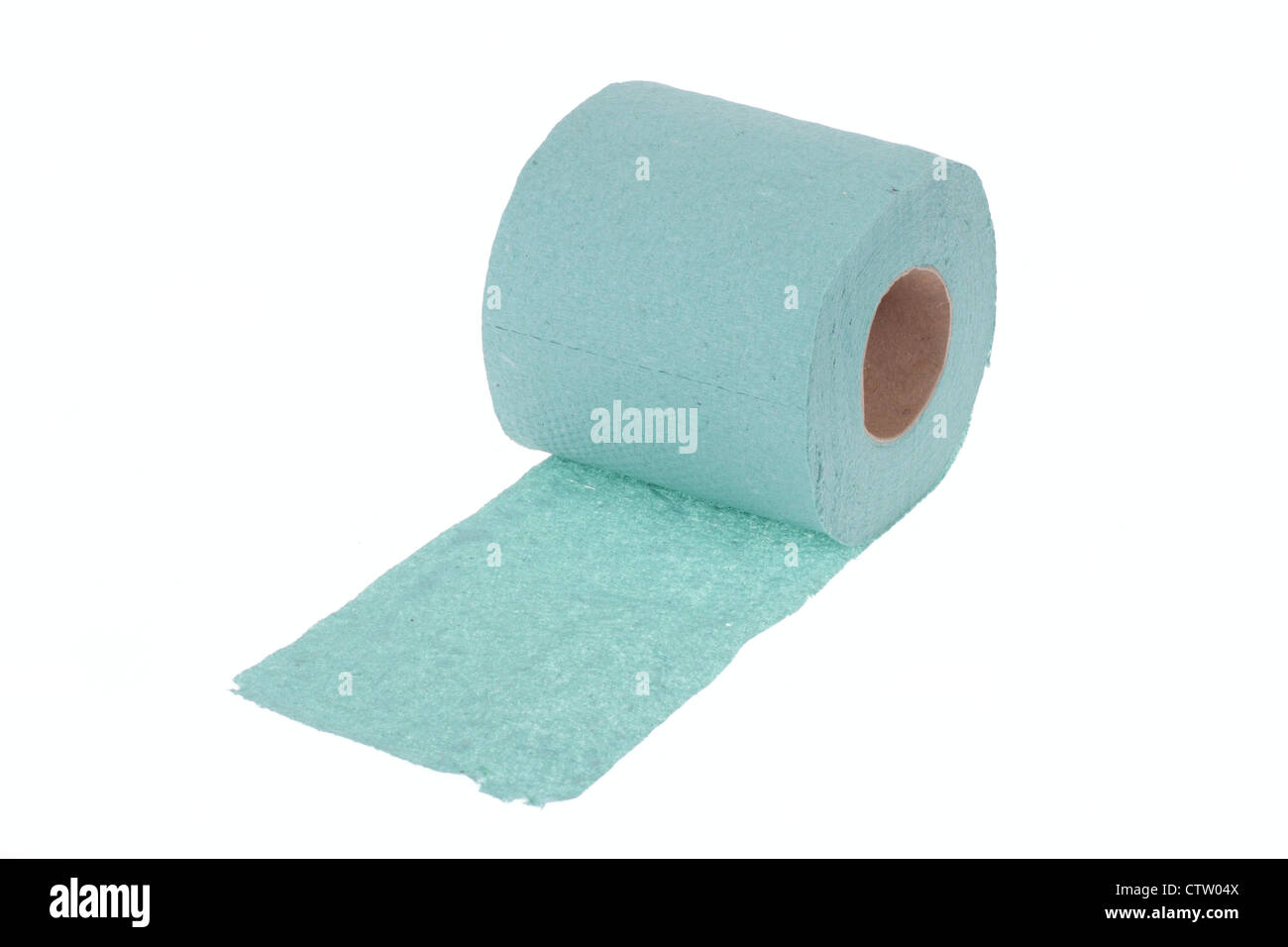 Roll of the green toilet paper, photo on white Stock Photo