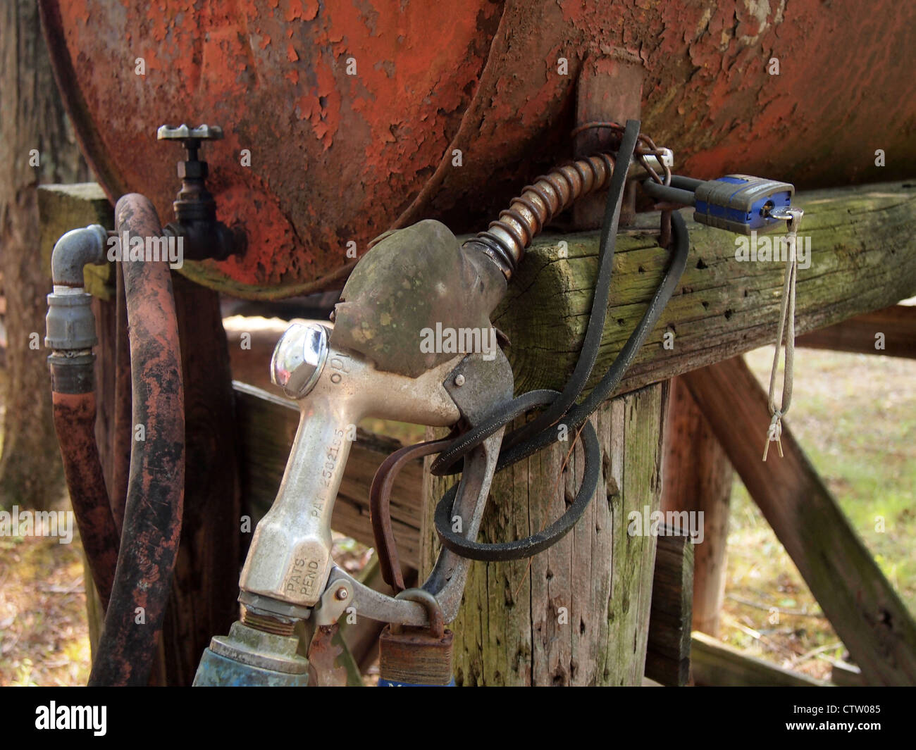 Gas storage tank on a farm in County, Indiana, USA, July 7, 2012