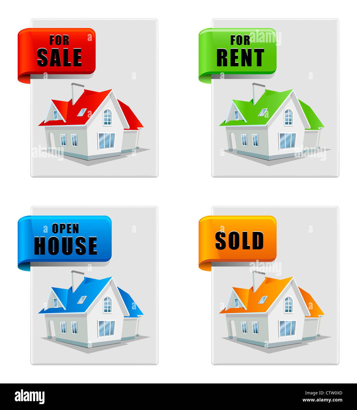 Real Estate Banner Set House For Sale For Rent Sold Open House