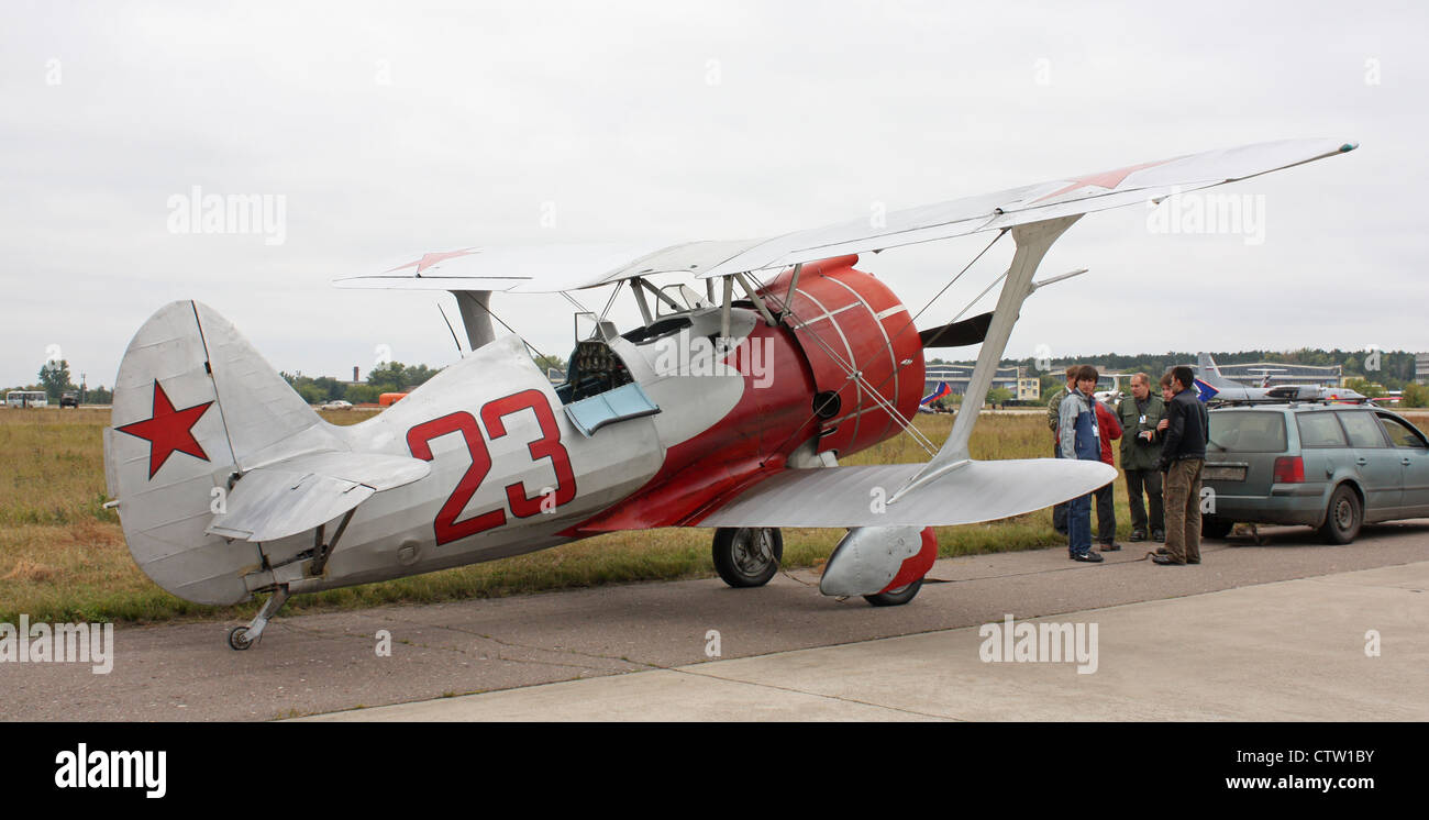 Polikarpov I-15 bis after nosing (The international aerospace salon MAKS-2009 Stock Photo