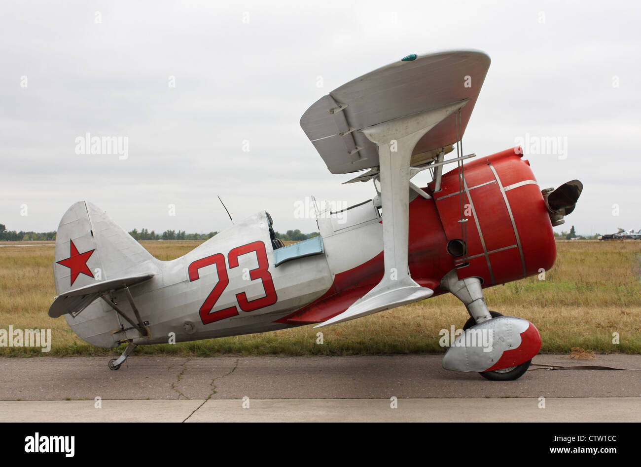 Polikarpov I-15 bis after nosing (The international aerospace salon MAKS-2009 Stock Photo