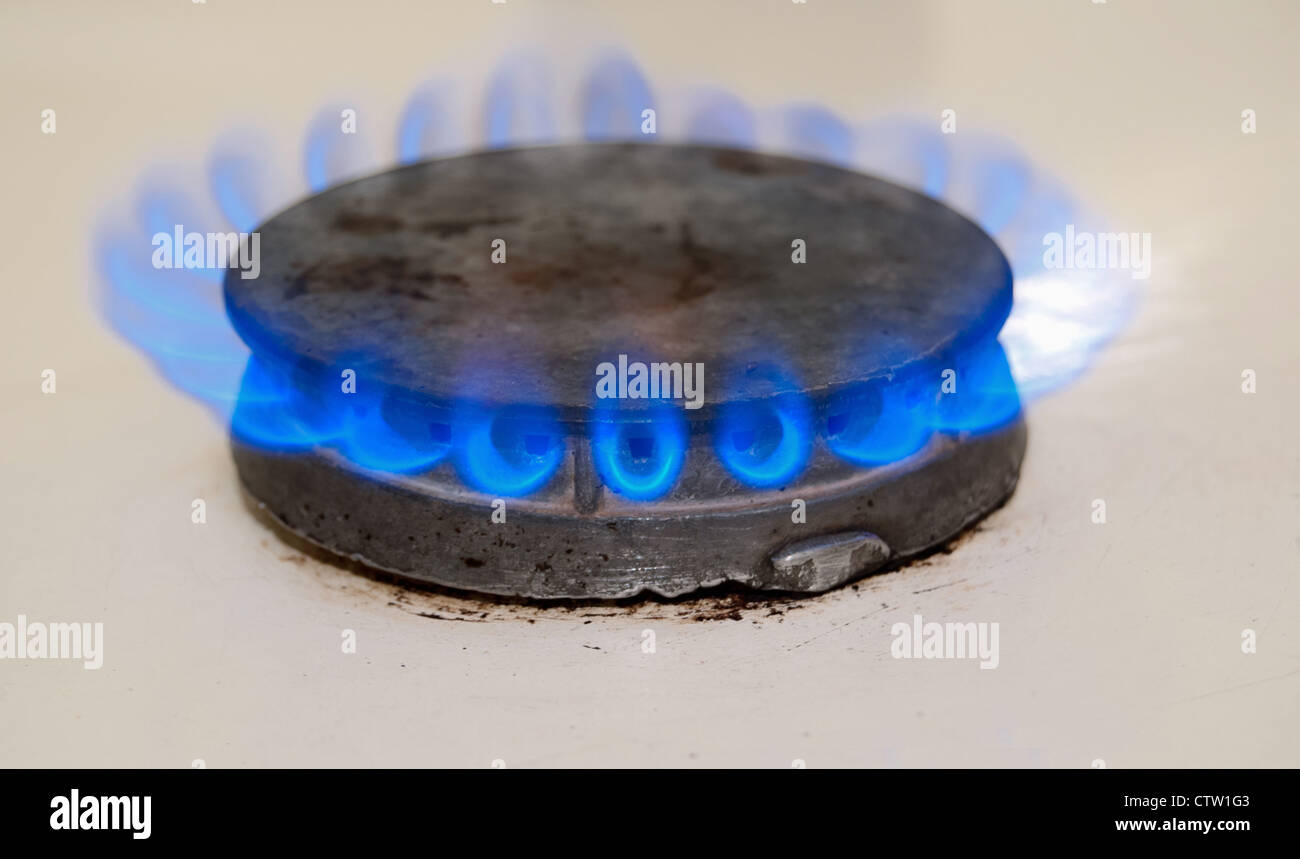 blue gas stove close up Stock Photo