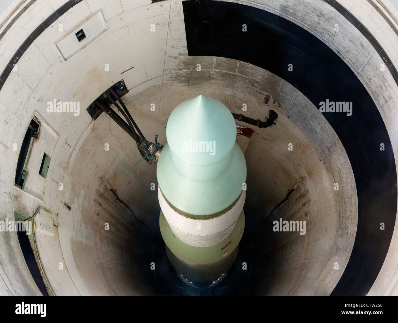 Minuteman II ICBM in missile silo at the Minuteman Missile National Historic Site, near Wall, South Dakota, USA Stock Photo