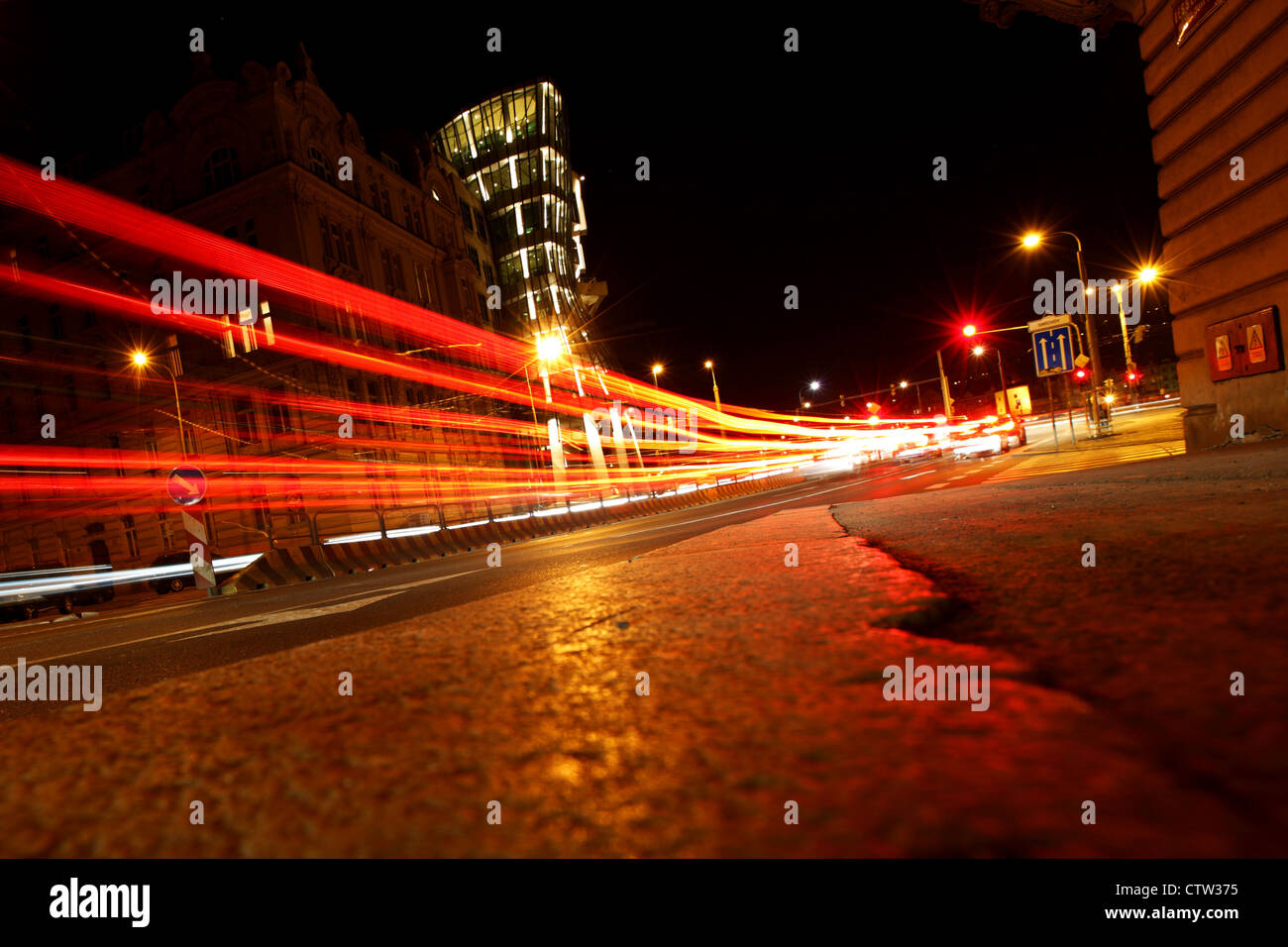 night city lights on street Stock Photo Alamy