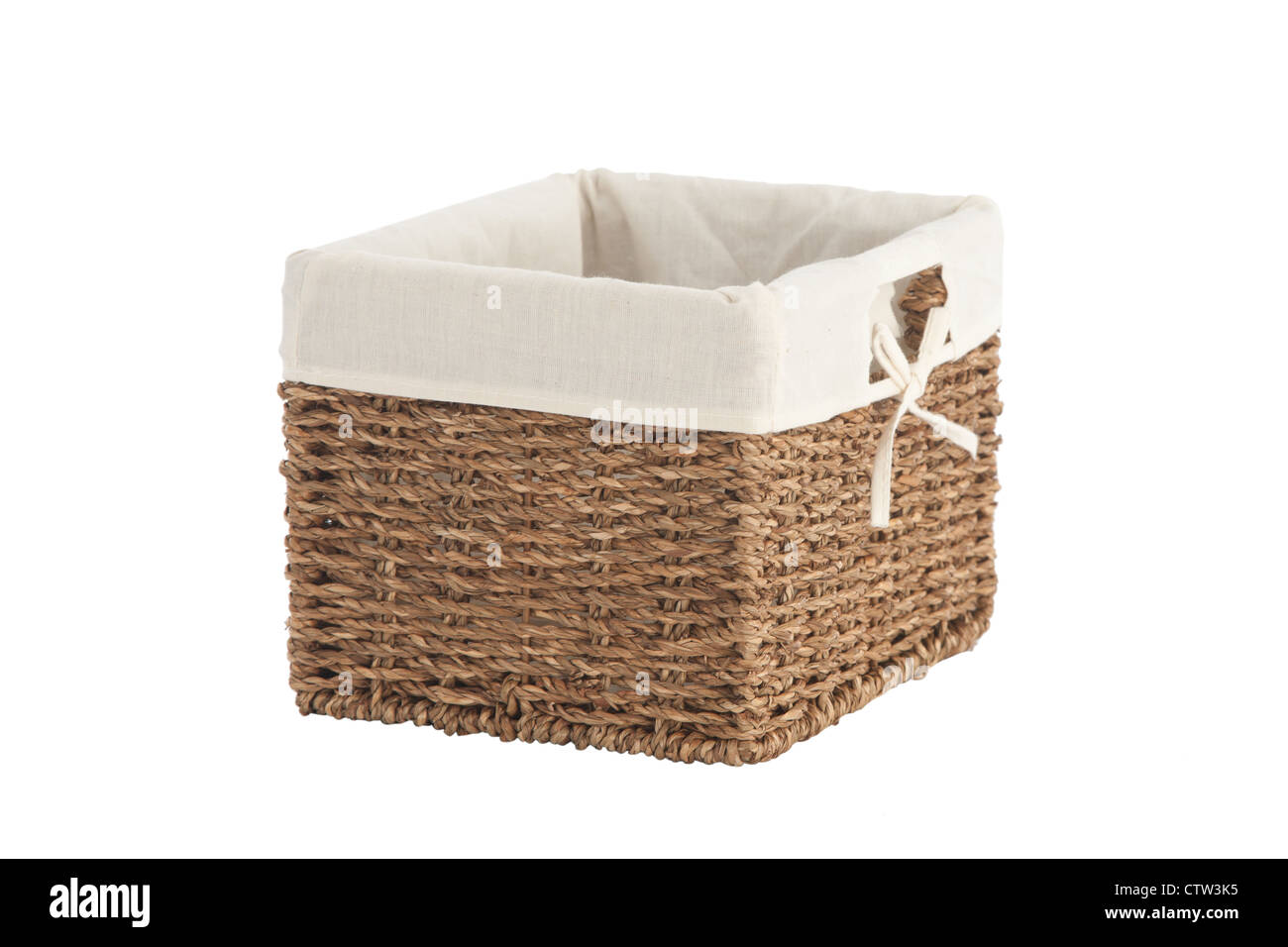 Isolated on white laundry basket made of rattan Stock Photo Alamy