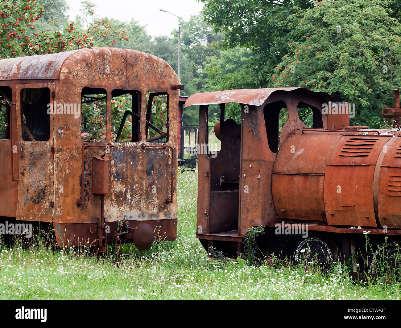 Burnt train Stock Photo
