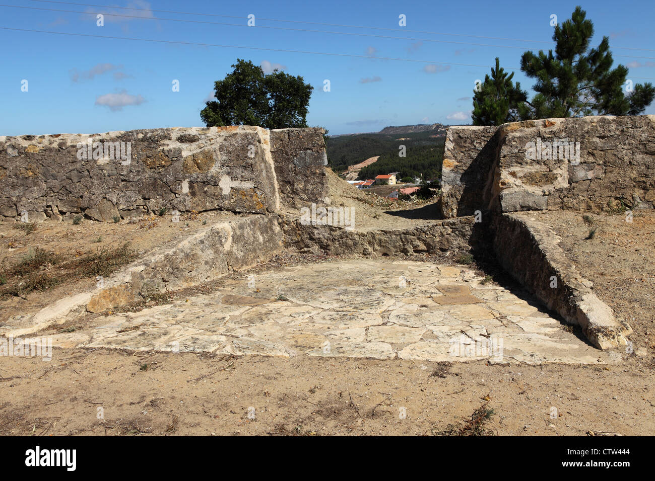 Gun embrasure at Forte de Sao Vicente on the Line of Torres Vedras in Portugal. Stock Photo