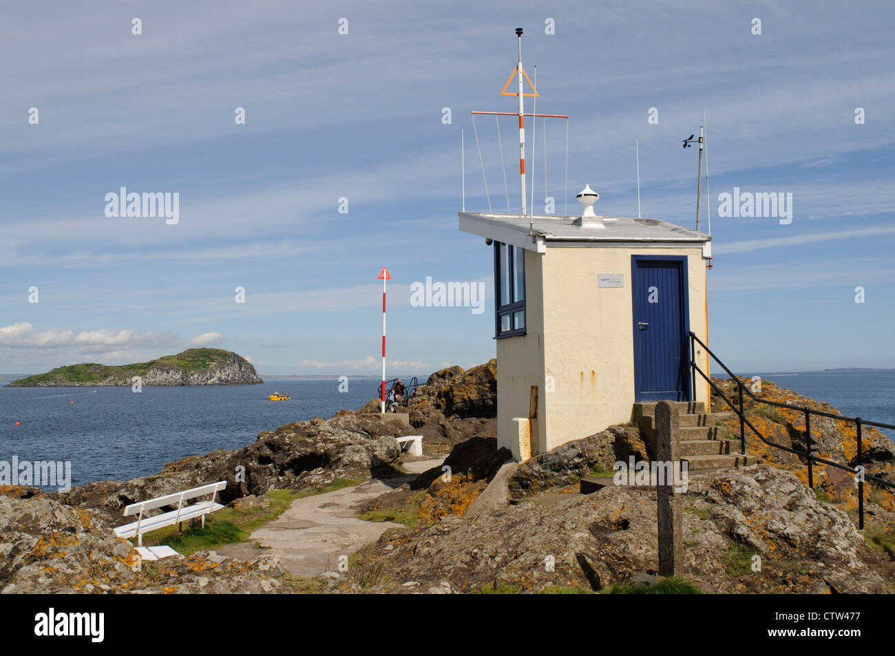 The Lookout Cabin, North Berwick Harbour, East Lothian, Scotland Stock