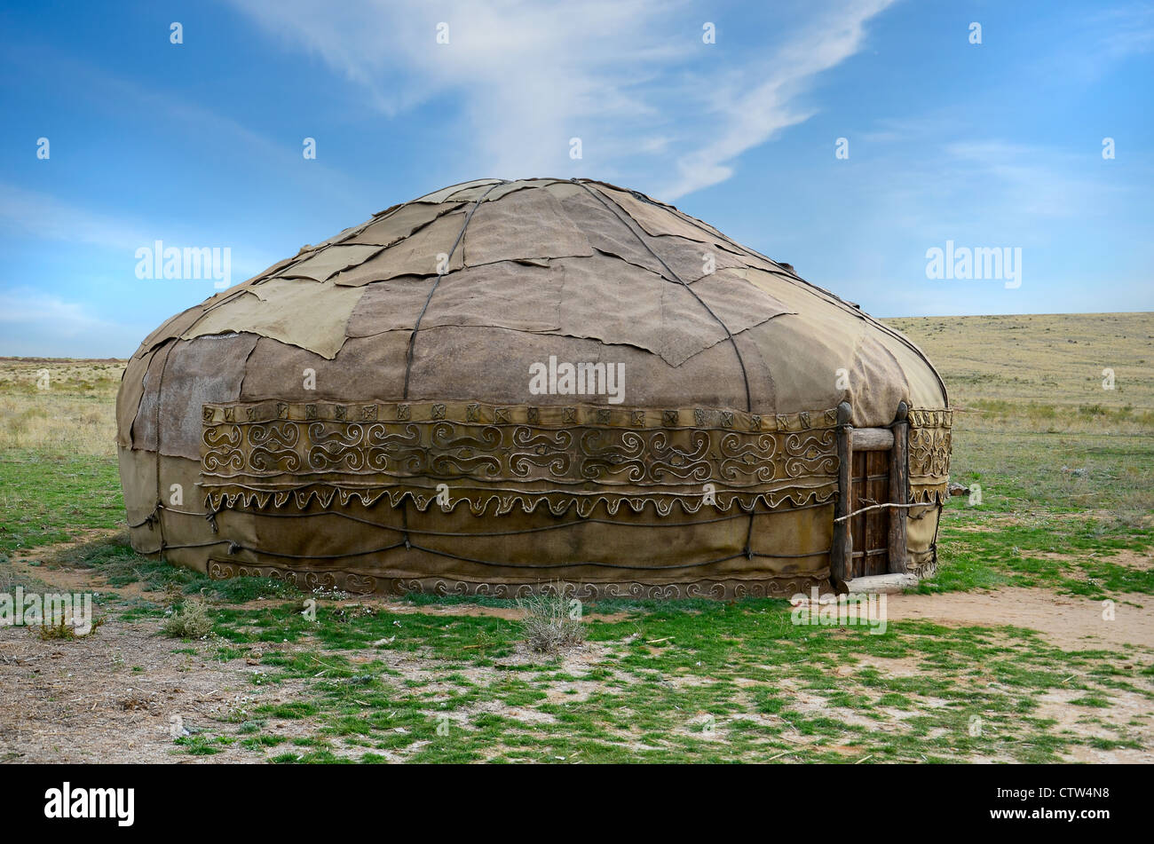 Traditional asian yurt made of hide and using since 9th century BC Stock Photo