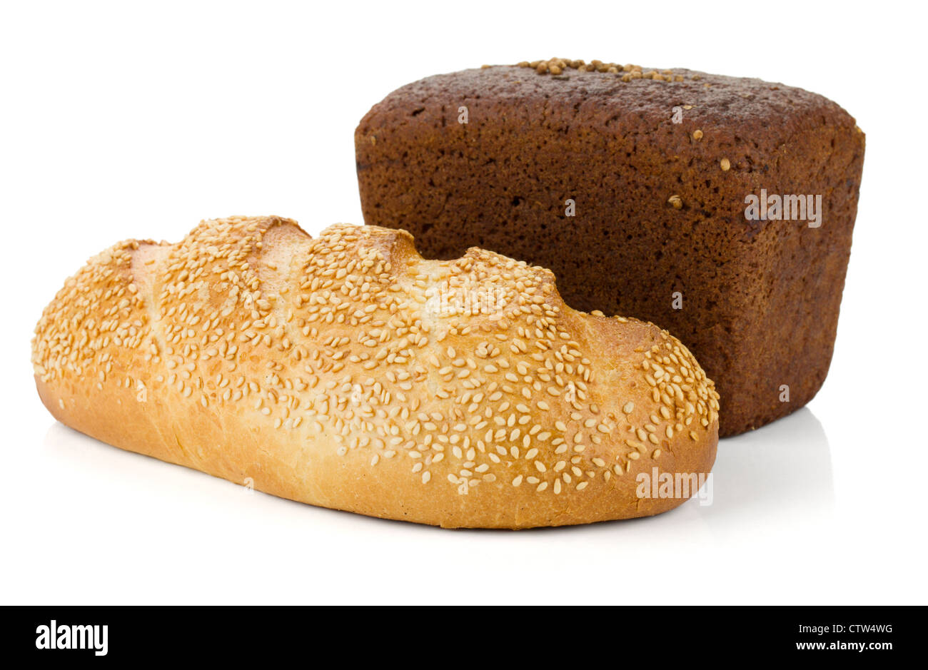 Two loafs of bread. Isolated on white background Stock Photo - Alamy