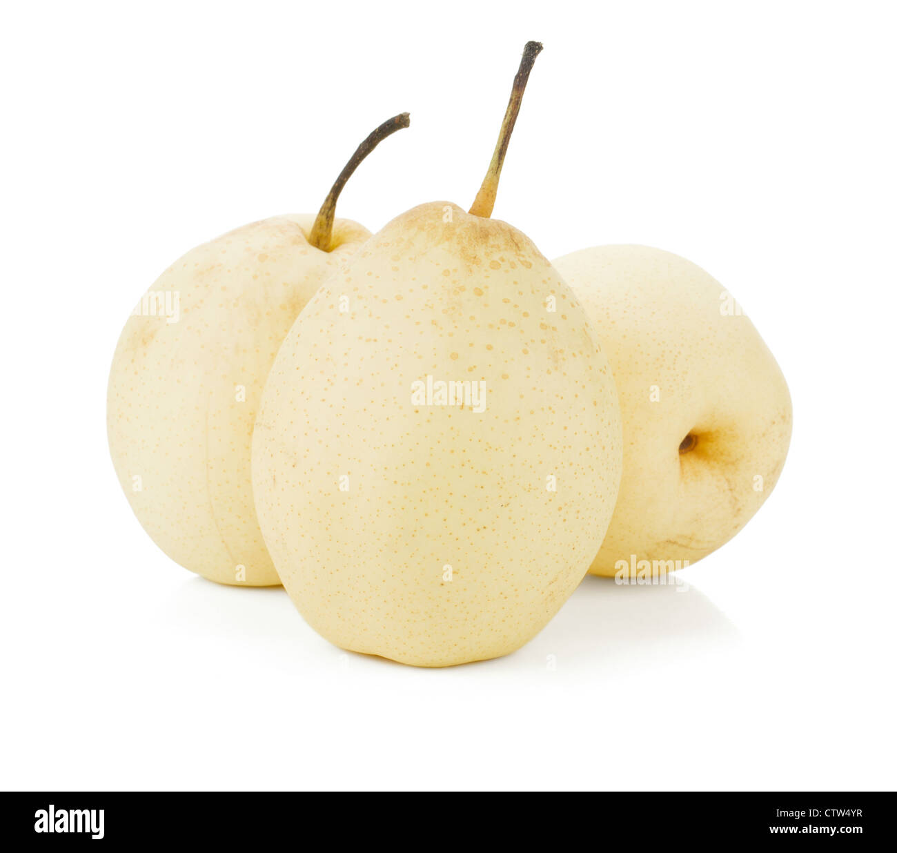 Three white pears. Isolated on white background Stock Photo - Alamy