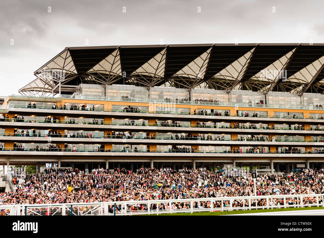 View of the main spectator stand at the Royal Ascot. Stock Photo