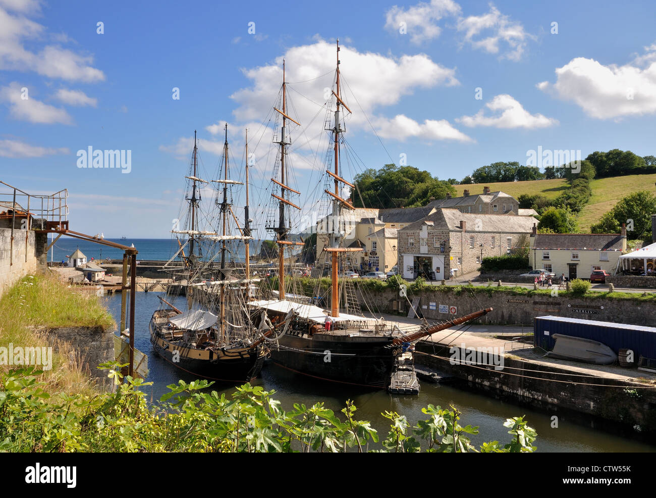 Sailing ships in Charlestown Harbour, Cornwall Stock Photo Alamy