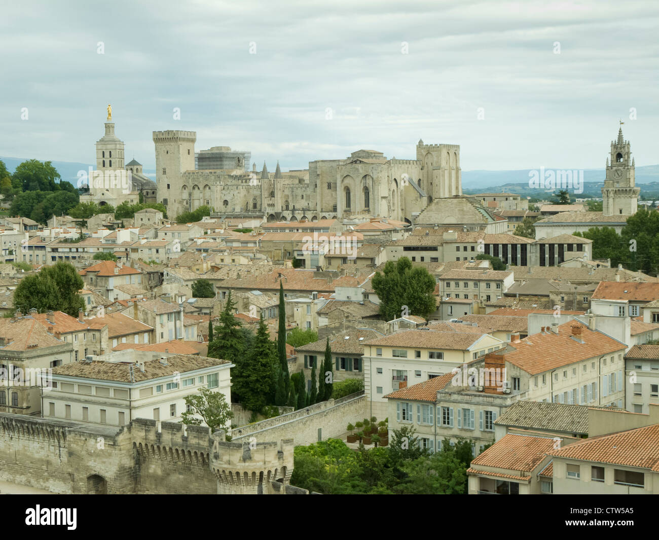 The historic city of Avignon in south France, showing the papal palace. August 2011. Stock Photo