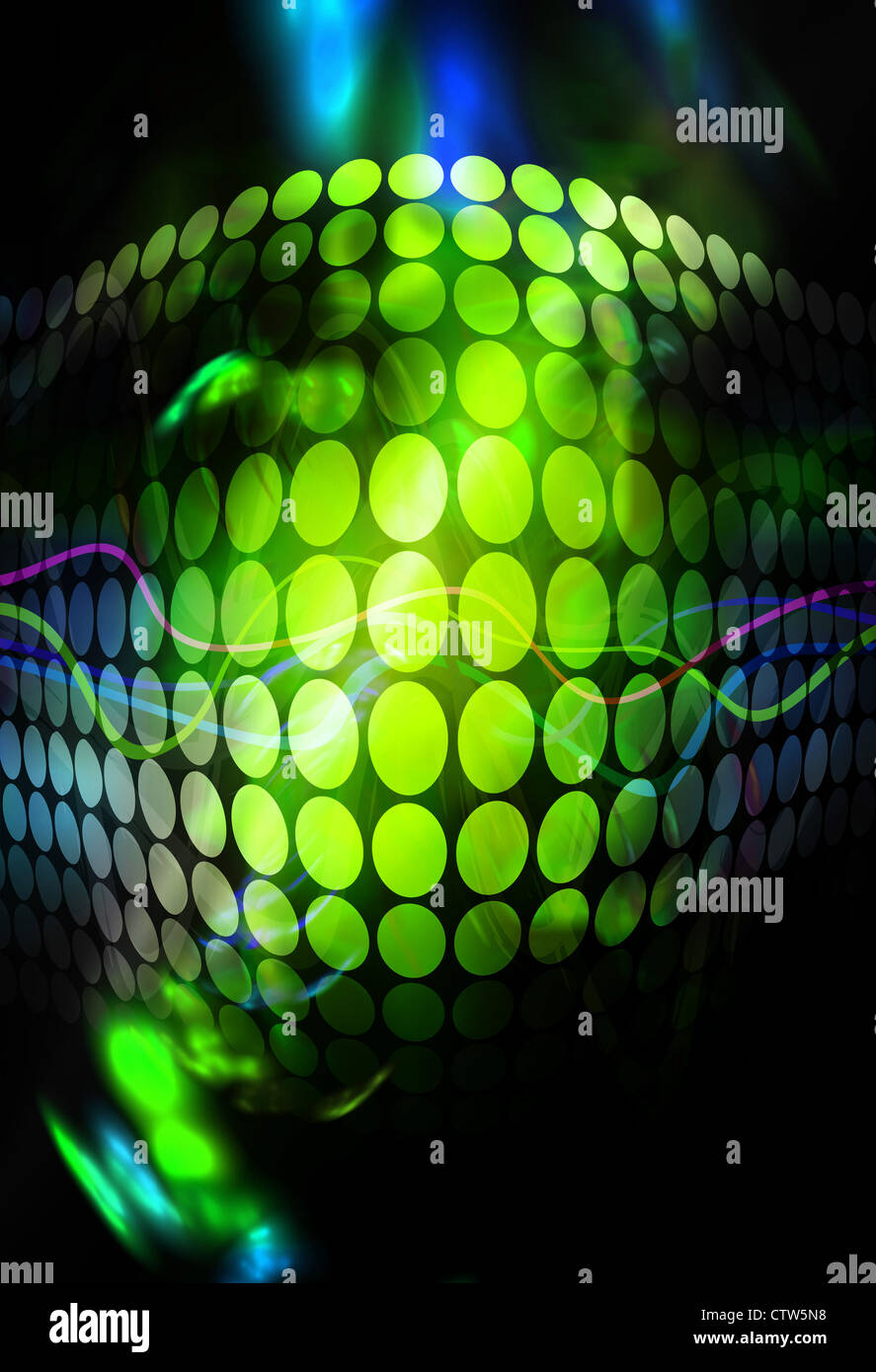 Abstract background with glowing green circles and colorful accents ...