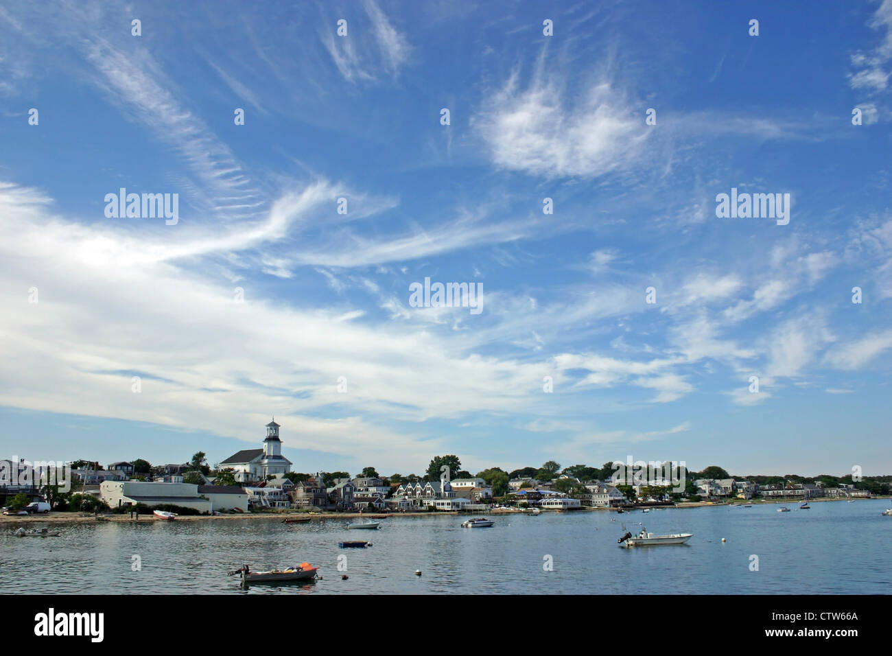 A view of Provincetown, Massachusetts from the harbor Stock Photo