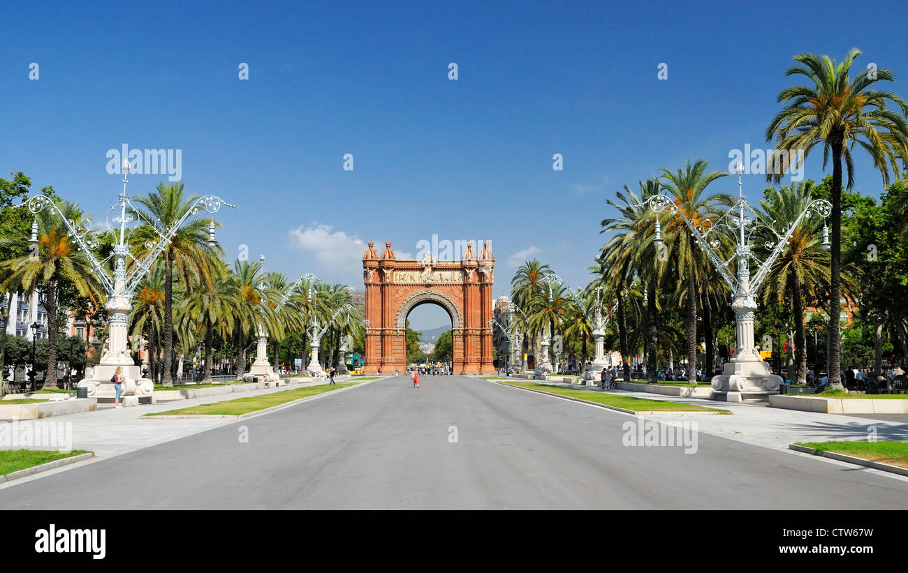 Arc de Triomf, Passeig de Lluís Companys, Barcelona, Spain Stock Photo