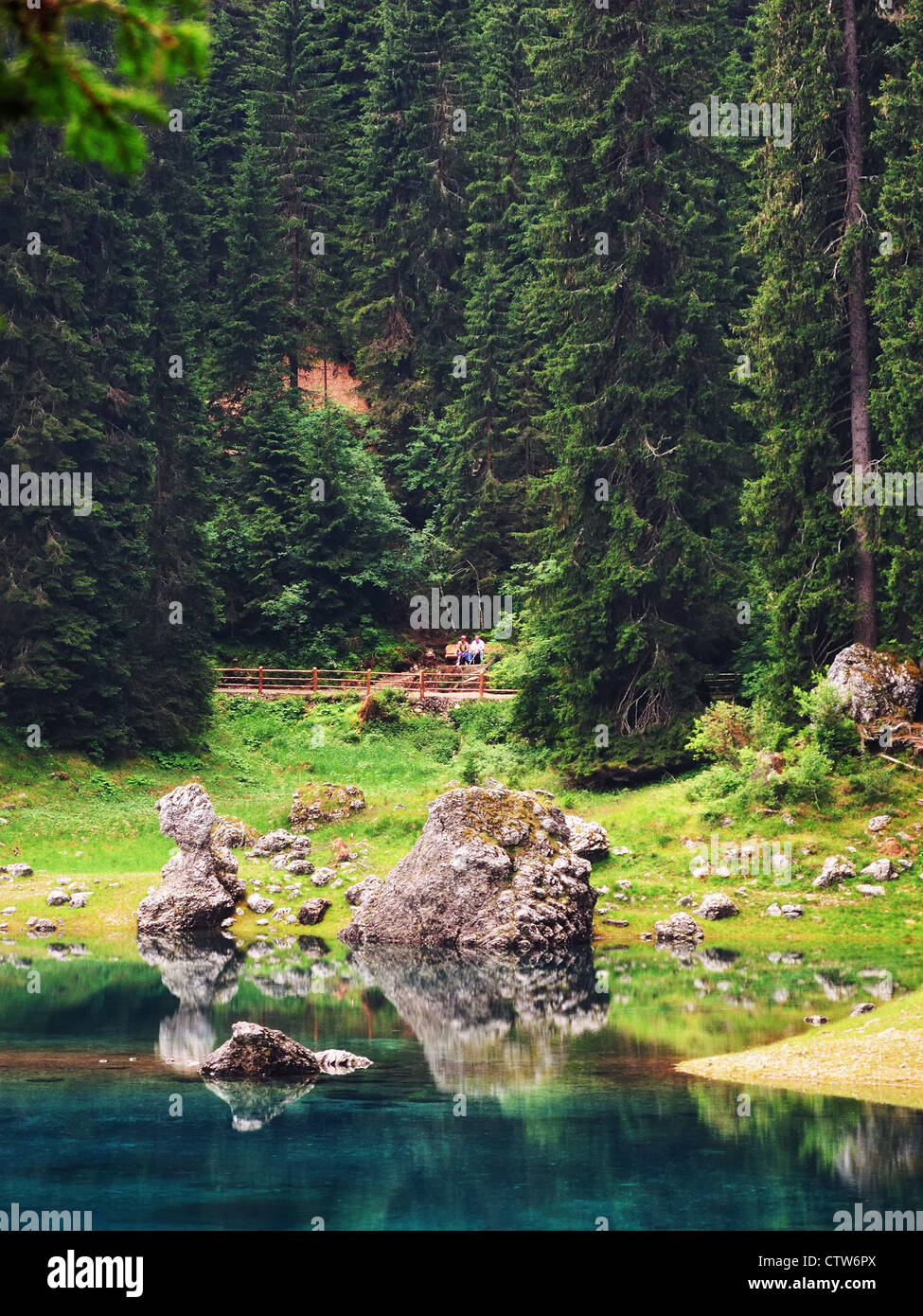 Dolomiten, Karersee, Welschnofen, Trentino, South Tyrol, Italy Stock Photo